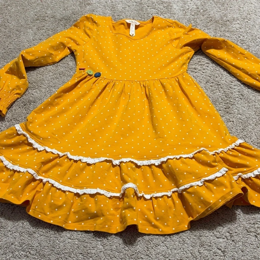 Matilda Jane Girls  Marigold Polka Dot Lap Dress Size 10 Yellow